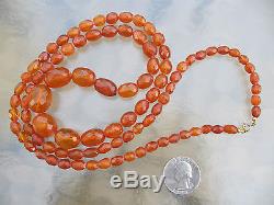 Antique Very Old Natural Baltic Cognac Honey Faceted Amber Necklace Beads