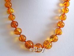 Antique Vintage Baltic NATURAL Tempered Amber Round BEADS Necklace 56,9gr