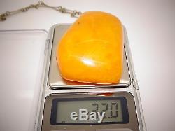 Antique Vintage Natural Baltic Egg Yolk Butterscotch Amber Pendant 32 Grams