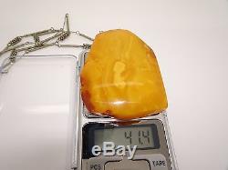 Antique Vintage Natural Baltic Egg Yolk Butterscotch Amber Pendant 41.4 Grams