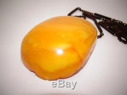 Antique Vintage Natural Baltic Egg Yolk Butterscotch Amber Pendant 65.2 Gr