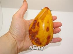 Antique Vintage Natural Baltic Egg Yolk Butterscotch Amber Pendant 97.5 Grams