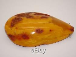 Antique Vintage Natural Baltic Egg Yolk Butterscotch Amber Pendant 97.5 Grams