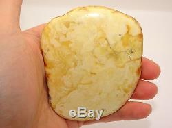 Antique Vintage Natural Baltic White Rare Amber Brooch 49.3 Grams