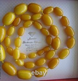 Antique Vintage Natural Butterscotch Egg Yolk Baltic Amber Bead Necklace 65.2 gr