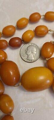 Antique Vintage Natural Butterscotch Egg Yolk Baltic Amber Beads / Necklace