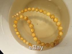 Antique Vintage Natural Butterscotch Egg Yolk Baltic Amber Beads Necklace 67g