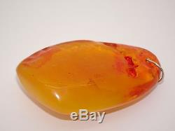 Antique Vintage Natural Egg Yolk Butterscotch Baltic Amber Pendant 36.7 Grams