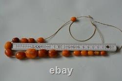 Antique Vintage Necklace Amber, Natural Baltic Stone, Oval Olive Beads