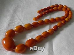 Antique Vtg Necklace Natural Baltic Amber Red Beeswax Butterscotch Beads 84.4g