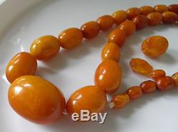 Antique Vtg Necklace Natural Baltic Amber Red Beeswax Butterscotch Beads 84.4g