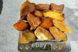 Antique Yellow White Color Natural Baltic Amber Stones 155 Grams Fast Shipping