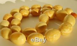 Antique baltic sea royal white natural amber necklace 118 grams. White amber