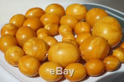 Antique baltic states natural amber necklace 71 grams, ancient necklace, rare