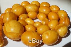 Antique baltic states natural amber necklace 71 grams, ancient necklace, rare