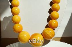 Antique egg yolk natural baltic amber stone necklace 234. G