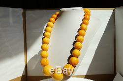 Antique egg yolk natural baltic amber stone necklace 234. G