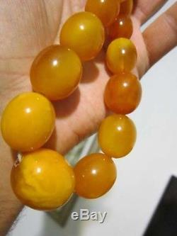 Antique egg yolk toffee natural baltic amber stone necklace 58g