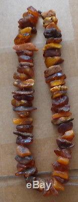 Antique huge Natural raw butterscotch Baltic Amber Beads Necklace # 13s