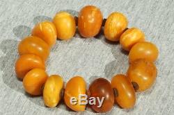 Antique natural Baltic amber bracelet 49 grams, men women round beads bracelet