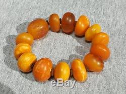 Antique natural Baltic amber bracelet 49 grams, men women round beads bracelet