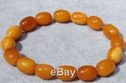 Antique natural Baltic amber marble yellow, white color bracelet 11 g
