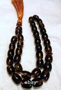 Antique natural Baltic amber rosary 34gr. 33 beads, Misbaha Tasbih