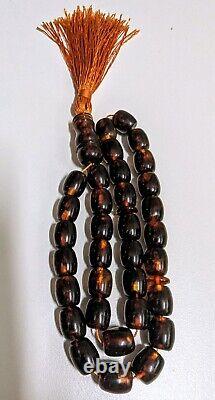 Antique natural Baltic amber rosary 34gr. 33 beads, Misbaha Tasbih