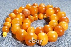 Antique natural Baltic amber round beads necklace 85 grams. NO IMPORT TAX