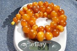 Antique natural Baltic amber round beads necklace 85 grams. NO IMPORT TAX