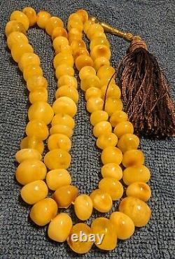 Antique natural Baltic egg yolk amber rosary 79 gr. Misbaha