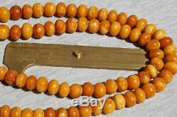 Antique natural Baltic marble amber Mala Islam prayer necklace bracelet 43 grams