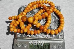 Antique natural Baltic marble amber Mala Islam prayer necklace bracelet 43 grams