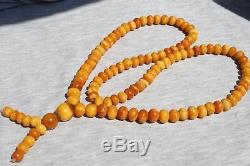 Antique natural Baltic marble amber Mala islam prayer necklace bracelet 43 grams