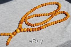 Antique natural Baltic marble amber Mala islam prayer necklace bracelet 43 grams