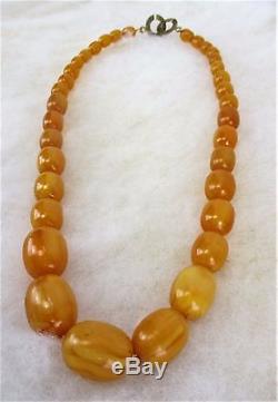 Antique natural Butterscotch Egg Yolk Baltic Amber Oval Beads Necklace 82 Gr