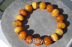 Antique natural amber bracelet 17 grams, old people amber treasure hand bracelet