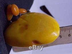 Antique natural amber stone brooche 24g, king, egg yolk Baltic amber