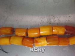 Antique natural amber stone necklace butterscotch, toffee, yolk Baltic amber 33g