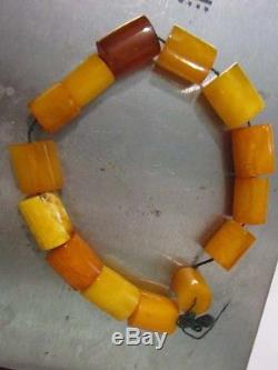 Antique natural amber stone necklace butterscotch, toffee, yolk Baltic amber 33g