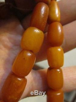 Antique natural amber stone necklace butterscotch, toffee, yolk Baltic amber 45g