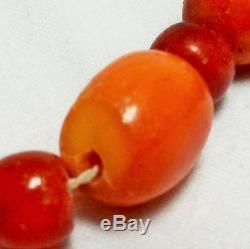 Antique natural butterscotch egg yolk Baltic amber bead necklace