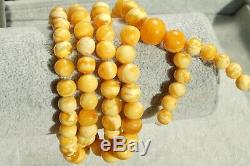Antique natural marble white Baltic amber Mala 108 beads Rosary necklace 39 g