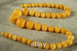 Antique natural white, yellow amber necklace 63 g NO IMPORT CUSTOM TAX WORLDWIDE