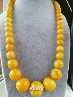 Antique natural white, yellow amber necklace 63 g NO IMPORT CUSTOM TAX WORLDWIDE