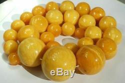 Antique yellow, white color Baltic natural amber necklace 234 g. DHL SHIPPING