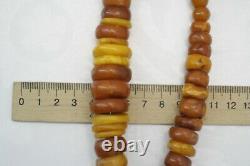 Antiques Baltic amber beads RARE old vintage necklace pills wheels tablet disk