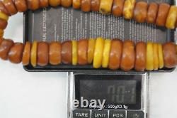 Antiques Baltic amber beads RARE old vintage necklace pills wheels tablet disk