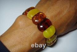 Authentic Amber Adult Bracelet Natural Baltic Amber Multicolor beads A-748