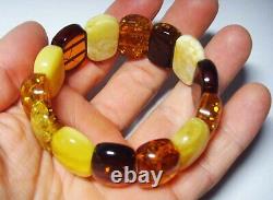 Authentic Amber Adult Bracelet Natural Baltic Amber Multicolor beads A-748